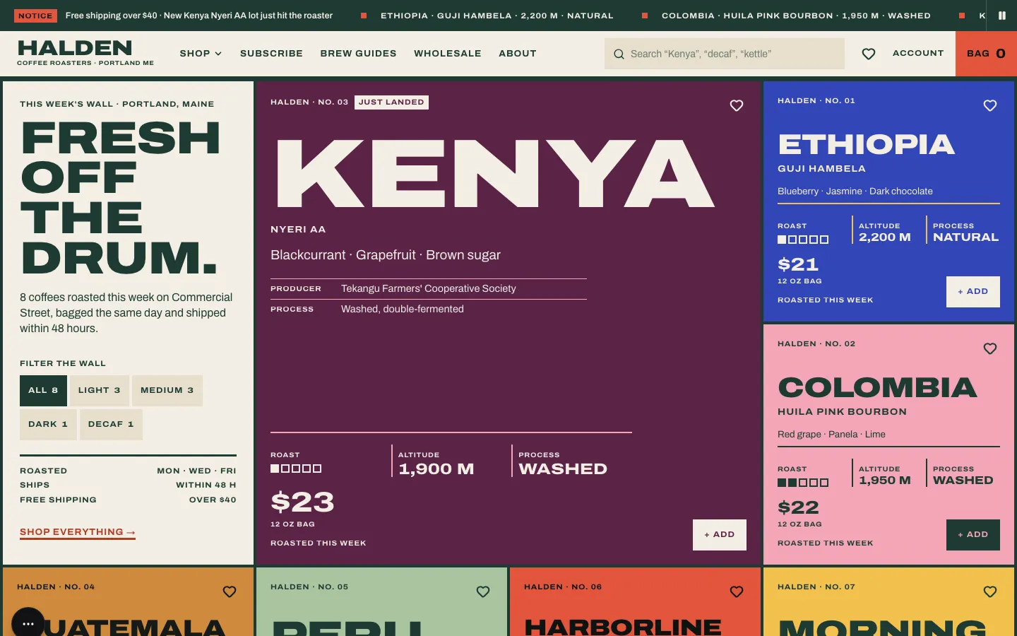 Halden Coffee Roasters website preview
