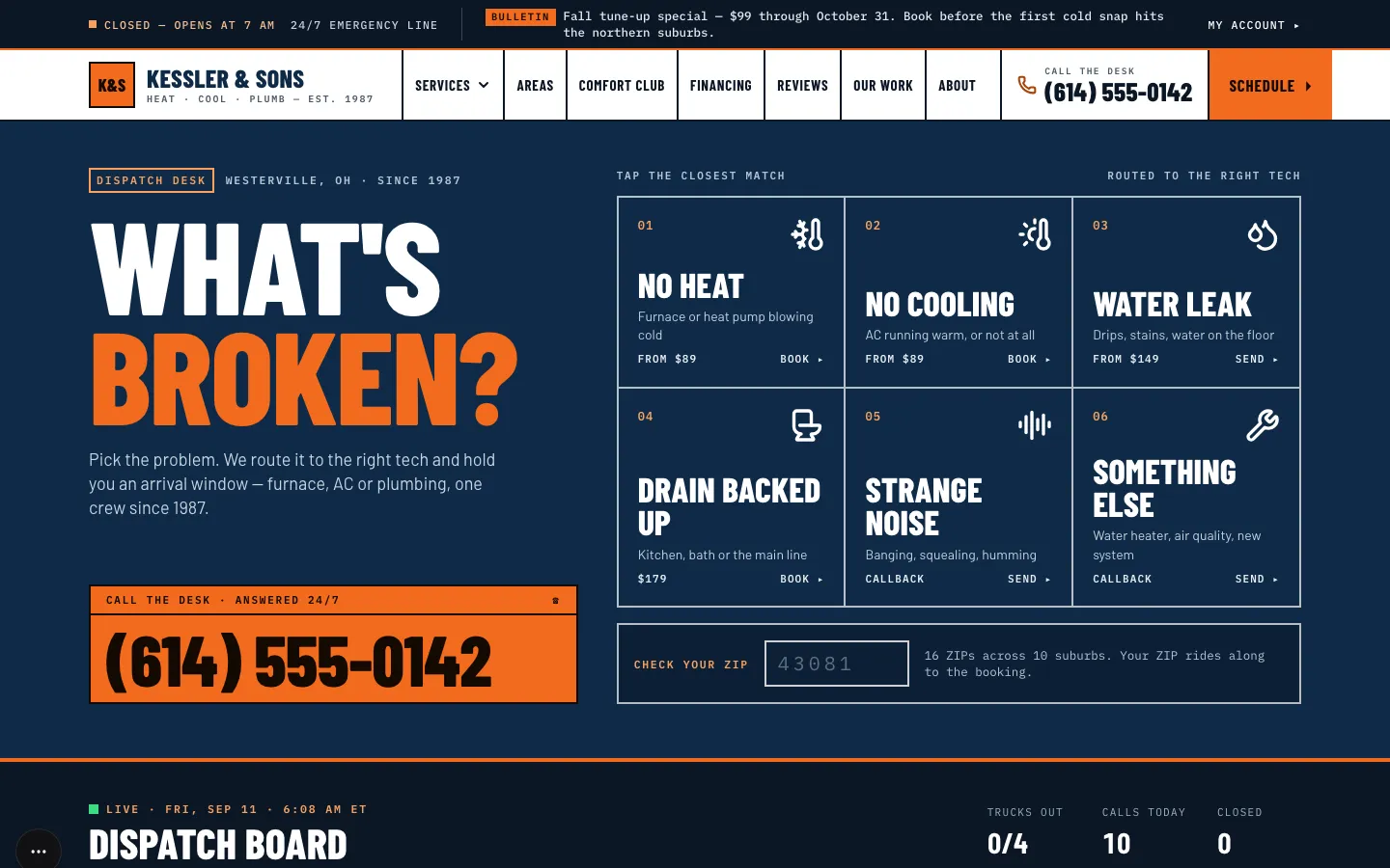 Kessler & Sons Heating, Cooling & Plumbing website preview