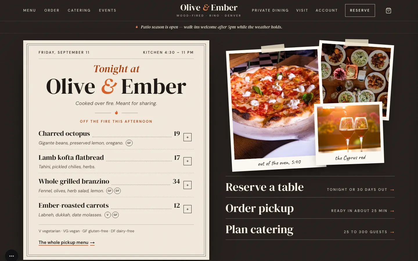 Olive & Ember website preview
